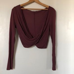 Maroon Long Sleeve Crop Top
